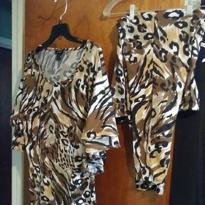 Animal print pants suit